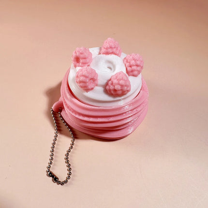 Calming Keychain Keys Finger Button Anti-stress Toys Strawberry Cake Ice Funny Decompression Gifts for Children Adults