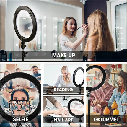 Video Light 26cm Selfie LED Ring Light Dimmable Round Ring Fill Lamp With Stand Tripods Rim Of Light For Tiktok Makeup Ringlight