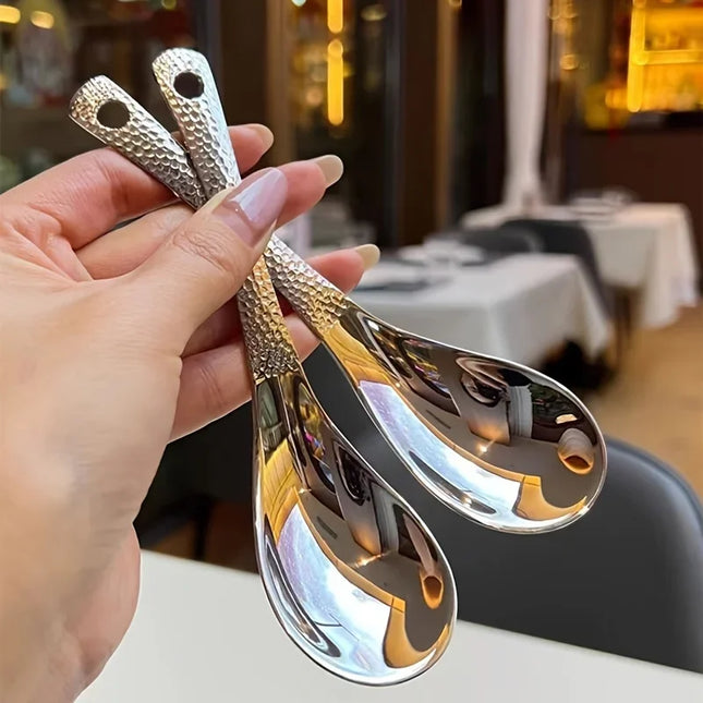 2-Pack Large Stainless Steel Spoons – Mirror Polished Dessert & Fruit Spoons for Home and Restaurant