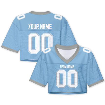 Custom American Football Jersey Crop Top for Women & Girls Plain Sporty Cropped Shirt Personalized Name Number Jerseys Fans Gift