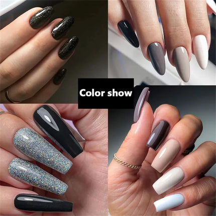 6pcs Pink Red Glitter Gel Nail Polish Set Silver Auroras Glitter Semi Permanent Soak Off UV Gel Varnish Nail Supplies DIY Decor