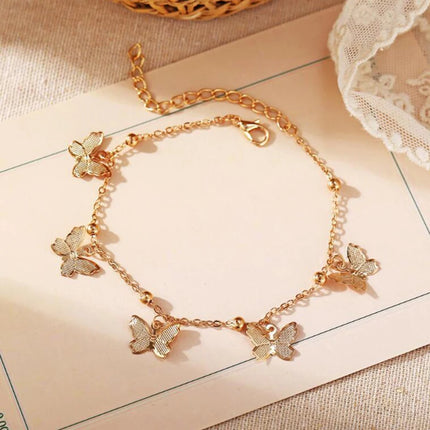 Gold Silver Color Butterfly Fashion Anklets For Women Summer Beach Ankle Bracelet Foot Chain Jewelry Retro Simple