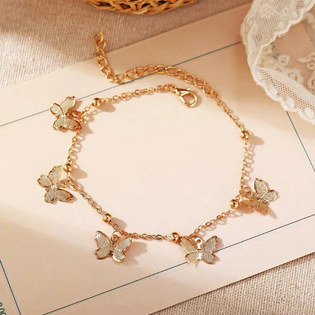 Gold Silver Color Butterfly Fashion Anklets For Women Summer Beach Ankle Bracelet Foot Chain Jewelry Retro Simple