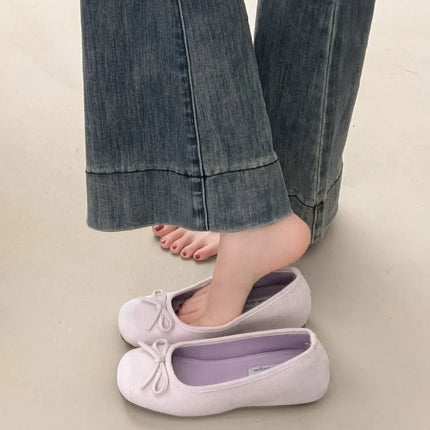 Spring Autumn Internal Elevation Women Mary Jane Shoes Ladies Outdoor Comfort Slip On Women's Butterfly-knot Ballet Shoes