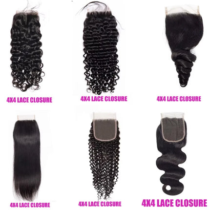 13x4 Transparent HD Lace Frontal Closure Straight Water Wave Kinky Curly 4x4 Lace Closure Only Virgin Human Hair Preplucked