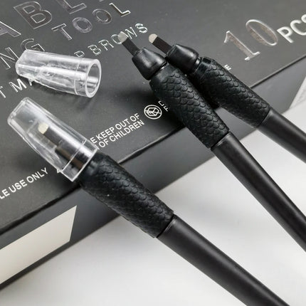 10/50Pcs Disposable Microblading Pen 0.15/0.18mm 18U Sterilized Permanent Makeup Eyebrow Tattoo Pen with U Blades
