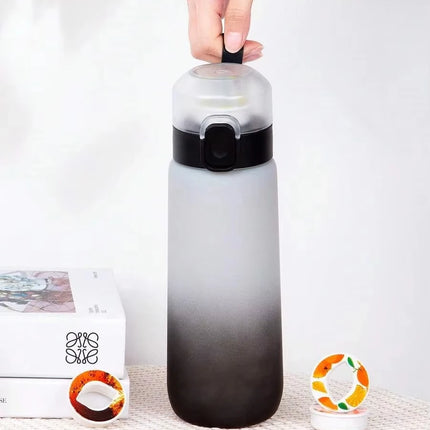 1pc 650ml Flavored Water Bottle with Random 1 Flavour Pods Air Water Bottle Frosted Black Air Camping Sport Fitness Cup