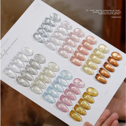 Colorful Nail Gel Holographic Opal Glitter Polish Multi-Color Sparkle Gel for Nail Art Professional Salon Gel with Diamond Shine