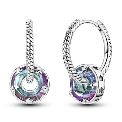 Orstarry 925 Sterling Silver Crystal Circular Eardrops Drop Earrings Women Earrings Charm Fashion Versatile Party Jewelry Gifts