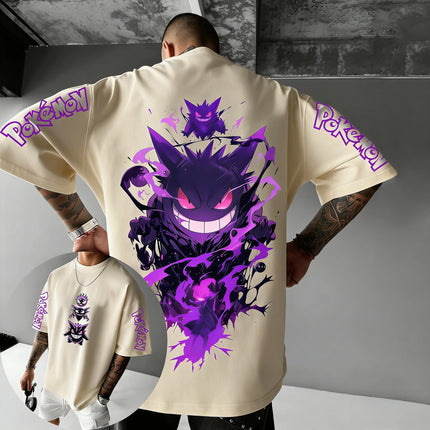 Pokemon 2026 Summer Men Cotton T - Shirt Streetwear Gengar & Koffing Fusion Print Oversized Casual Daily Wear Anime Fans Gift