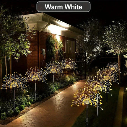 1/2/4PCS Solar Firework Light Waterproof Outdoor 8 Lighting Modes Lights 90-200LED Fairy String Light Christmas Path Lawn Decor