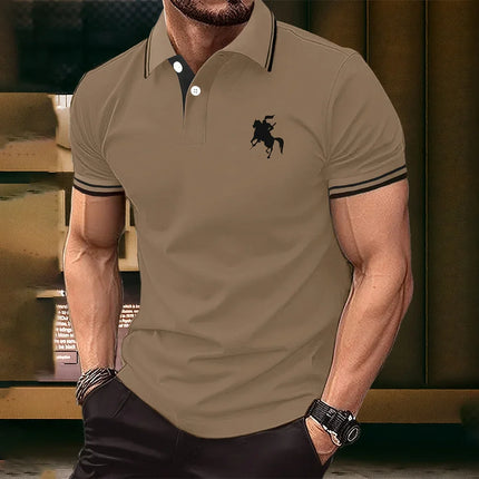 New men's T-shirt, classic short-sleeved Polo shirt, summer top, casual T-shirt, button-down lapel, oversized S-2XL casual Polo