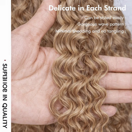 Honey Blonde Feather Crochet 100% Human Hair Extensions Reusable Knotless Invisible Burmese Curly Braiding Hair For Boho Braid