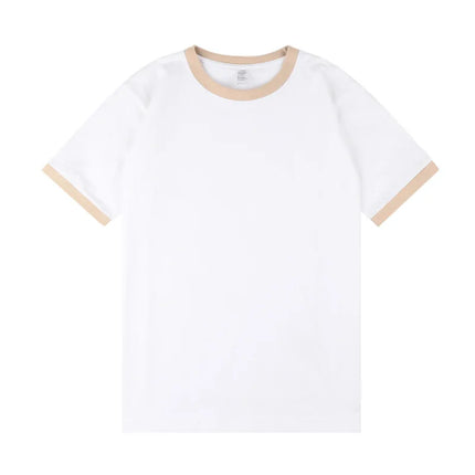 210G Heavy Cotton Men's T-shirt Edge-bumping O-Neck Short-sleeved Man T shirt Contrasting Color Splicing Men T-shirt Tops Tees