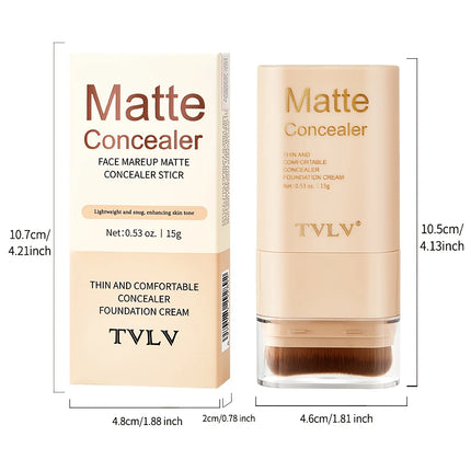 2-in-1 Concealer Eraser Dual-Ended Foundation Stick with Brush Head Nine Colors European and American Waterproof Non-Cakey Solid Foundation Cream 15G/Stick-1 Stick