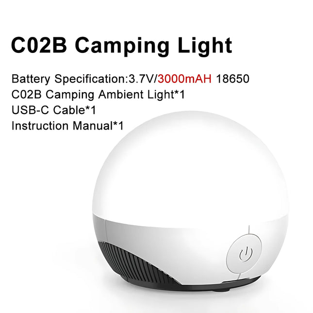 Portable 5200mAh RGB Camping Lantern - Magnetic Base, Sliding Color Control, Waterproof Type-C Rechargeable For Camping/Hiking/Home