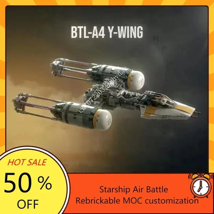 892PCS MOC Space Battle UCS BTL-A4 Y-Wing Gold Squadron Model Custom Puzzle Technology   DIY Creative Assemble Toys Gifts