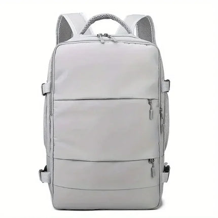 Water-resistant independent shoe compartment backpack with railing, USB interface travel bag, large-capacity storage bag