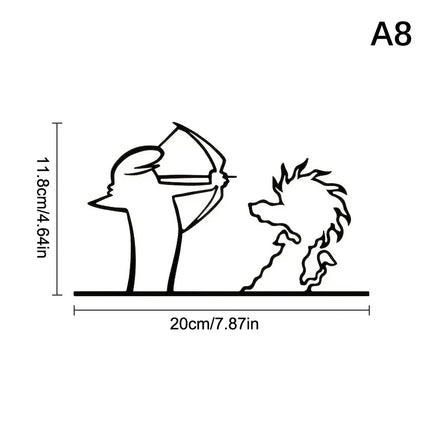 La Linea Minimalist Line Art Car Sticker, Cartoon Character Design Bumper/Window/Door Wall Decal, Home & Car Decoration