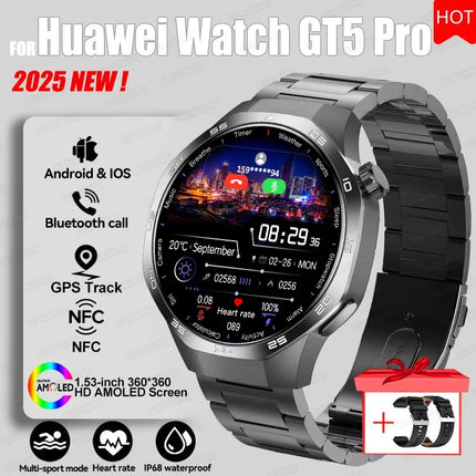 2027 Watch 5 Pro Track Compass Watch Men 360*360 AMOLED Screen NFC BT Call Waterproof Health Monitor Man Smartwatches