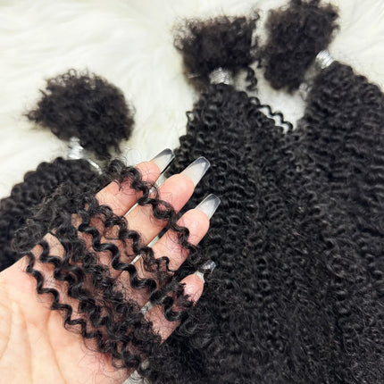 16inch Afro Kinky Curly Human Hair Bulk for Dreadlocks Extending Afro Kinkys Bulk Human Hair for Braiding 30g/pack Can be Dyed