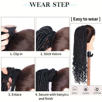 Clip In Dreadlock Ponytail Extensions Faux Locs Twisted Hairpiece for Black WomenGoddess Locs Wrap Around Synthetic Fake Pony Ha