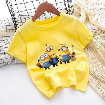 Cute Minionss T-shirt Cotton Boys Girl Toddler Children Short Sleeve Clothes Anime Game Cartoon Kids Streetwear Tees Casual Tops