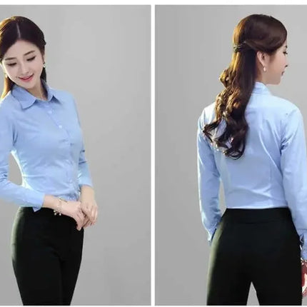 Summer White Short Sleeve Women's Professional Work Shirt Loose Fit Korean Style Plus Size OL Interview Top Button-Up Shirt