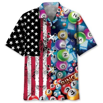 Full Print Mens Retro Bingo Game Hawaiian Shirt New In Summer Short Sleeve Button Up Beach Blouse Casual Men's Aloha Shirt Tops