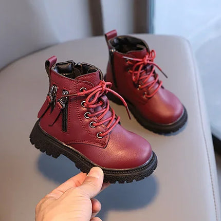 2025 Spring Autumn Winter Ankle Boots Light Girl Platform Shoes Burgundy Beige Black Boys Short Boots Super Cozy Shoes