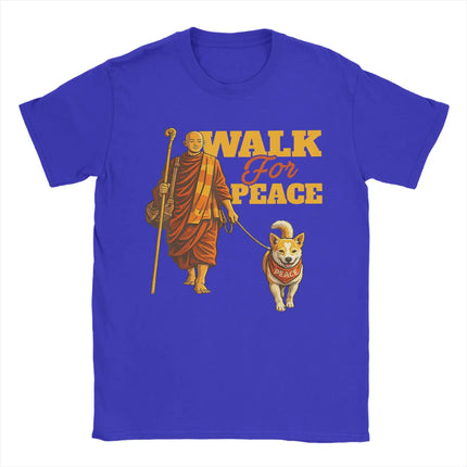Casual T-Shirt Summer Peace Walking Monks and Aloka Dog Walk for Peace Hipster T-Shirts for Men Y2K Retro Short Sleeve Clothing