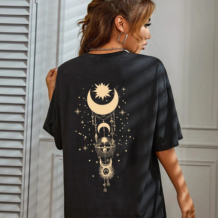 New Fashionable Casual T-shirt Clothing Simple Round Neck Short Sleeve Women's Top Loose Printed T-shirt
