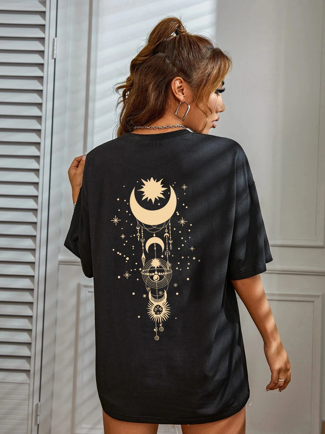 New Fashionable Casual T-shirt Clothing Simple Round Neck Short Sleeve Women's Top Loose Printed T-shirt