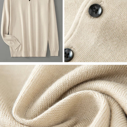 High quality worsted  spun collar wool sweater men's spring and autumn business polo sweater thin long sleeved knitted T-shirt