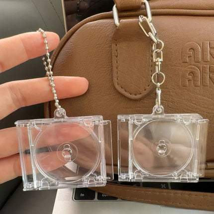 1/30Pcs Blank Album Mini CD Case Keychain DIY Peripheral Commemorative Keyring for Car Backpack Key Pendant Hanging Decoration