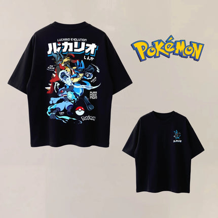 Summer Anime Pokémon Cosplay T-Shirt Cotton Short Sleeve Tops Casual Loose Retro T-Shirt Men Women Kids Family Matching Outfits