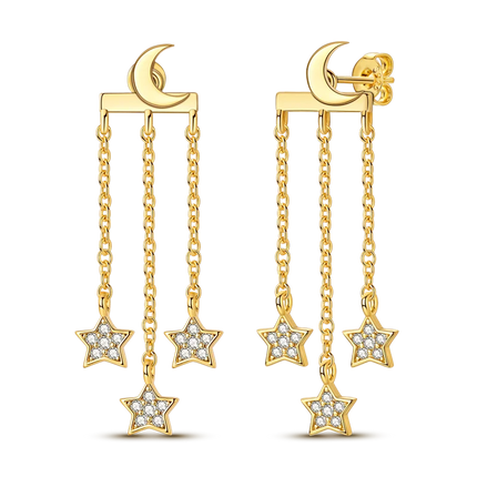 Women original 925 Silver Golden Glowing Firefly Stud Earring Bilayer Round Droplets Heart Gold Hoop Earrings Party Jewelry Gift