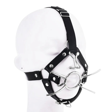 BDSM Metal Spider Gag with Nose Hooks Head Harness Bondage Slave Restraint Adult Sex Toy for Women Men Gay Fetish Role Play Gear