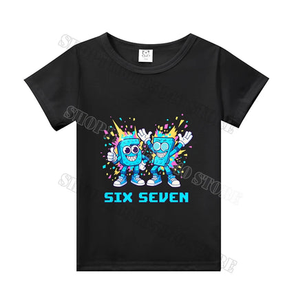Steal A Brainrot Short Sleeve Children T-shirt 67 Six Seven Cotton Tops Tshirt Boys Girls Clothing Fashion Funny Meme T-shirts
