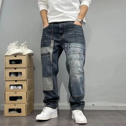 Spring/Autumn Fashion Trendy American Retro Straight Leg Stretch Denim Jeans Men's Casual Loose Fit Sports High Quality Jeans