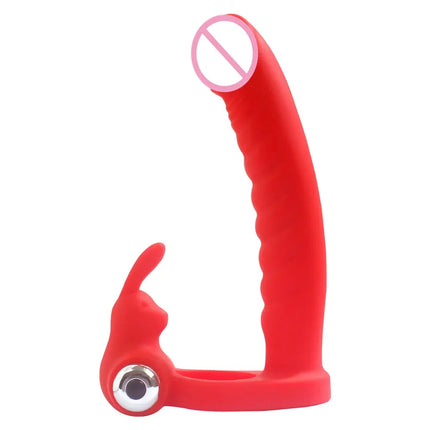 7 Speeds Penis Vibrating Ring Double Penetration Strong Dildo Anal Beads Butt Plug Rabbit Vibrator Clitoris Sex Toys for Couple