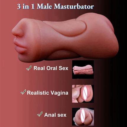 2 IN 1 Sex Toys Masturbation For Men Deep Throat Artificial Real Pussy Oral Male Masturbator Realistic Vagina Adult Pocket Pussy