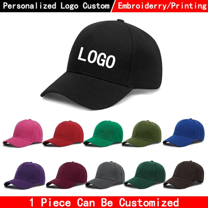 Custom Baseball Caps Adjustable Embroidery Print Hat Custom Logo Men's Cap Hip Hop Snapback DIY Team Logo Designer Baseball Caps