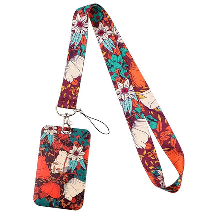 New Sakura Cherry Blossoms Flower lanyard card ID Badge Holder Keychain Pass Gym Mobile Kids Key Holder Key Rings Gift