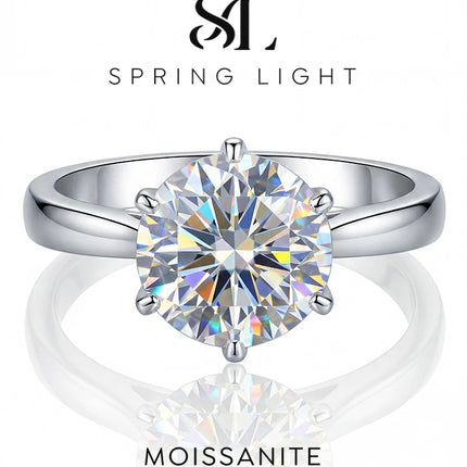0.5-2CT Classic Real Moissanite Diamond Wedding Rings For Women Gift Real 925 Sterling Silver Top Quality Fine Jewelry