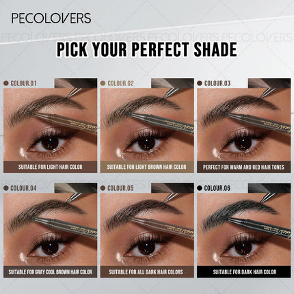 1PC Ultra-Fine Pointed Eyebrow Pencil - Waterproof, Sweat-Resistant, Long-Lasting Natural Look. It Features a Dual-Ended Tip
