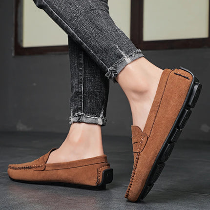 Fashion Suede Men Casual Shoes Breathable Leather Mens Loafers Slip on Male Driving Shoes Luxury Brand Comfortable Boat Shoes