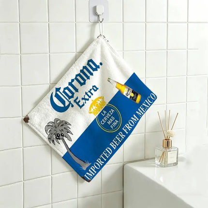 C-Corona E-Extra Beer Polyester Cotton Daily Towel, Hanging Kitchen Hand Wiping Cloth, Durable For Whole House Use