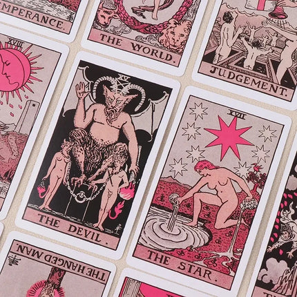 Pink Rider Waite Tarot Cards Deck Set for Beginners Prophecy Divination Deck Family Party Board Fate Card Fortune Telling Game