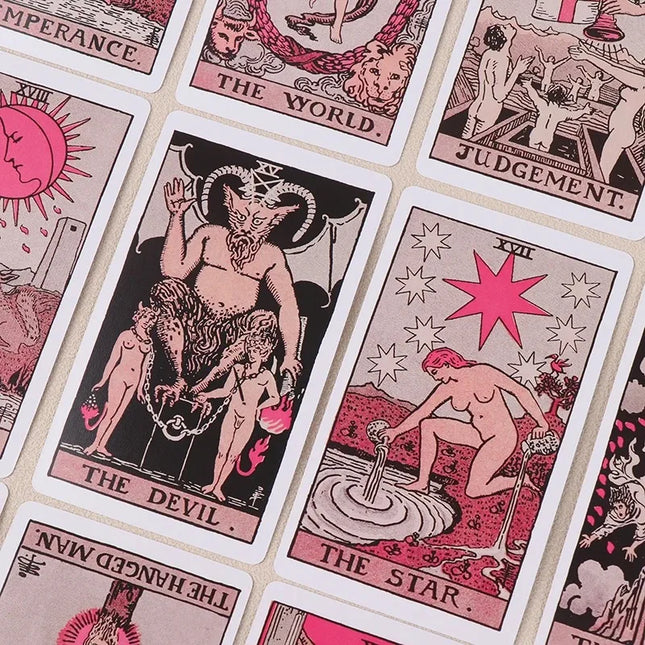 Pink Rider Waite Tarot Cards Deck Set for Beginners Prophecy Divination Deck Family Party Board Fate Card Fortune Telling Game